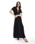 The Frolic yasha tie detail maxi beach dress in black