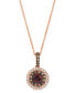 ფოტო #1 პროდუქტის Chocolate Diamond & Nude Diamond Flower Adjustable 20" Pendant Necklace (7/8 ct. t.w.) in 14k Rose Gold