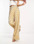 Фото #4 товара Extro & Vert wide leg slouchy velvet trousers in gold