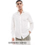 ASOS DESIGN smart linen mix regular fit shirt with penny collar in white Белый, XL - Chest 44 - фото #3