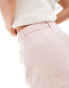 ONLY Petite front slit twill midi skirt in pale pink