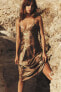 Фото #2 товара Атласное платье-комбинация миди ZARA