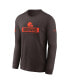 Men's Brown Cleveland Browns Sideline Performance Long Sleeve T-Shirt Коричневый, L - фото #3