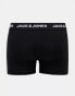 Jack & Jones 3 pack trunks in black with logo waistband