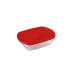 Прямоугольная коробочка для завтрака с крышкой Ô Cuisine Cook & Store Красный 1,1 L 23 x 15 x 6,5 cm Силикон Cтекло (6 штук)
