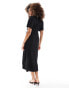 Y.A.S plisse wrap midi dress in black