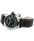 ფოტო #2 პროდუქტის Men's Swiss Automatic Khaki Field Black Leather Strap Watch 38mm