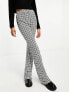 Noisy May Tall flared trousers in black houndstooth WHT BLK HOUNDSTOOTH, XS - фото #3