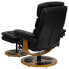 Фото #2 товара Contemporary Black Leather Recliner And Ottoman With Wood Base