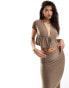 Фото #1 товара Kaiia tie front crop top co-ord in mocha