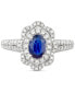 ფოტო #3 პროდუქტის Sapphire (7/8 ct. t.w.) & Diamond (1/2 ct. t.w.) Halo Engagement Ring in 14k White Gold