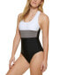 Calvin Klein Womens One Oiece Swimsuit Scoop Neck Mio Black Size 10