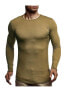 Men's Longsleeve Shirt Basic Crew Neck Slim Fit Longsleeve Crew Neck Pullover Sweatshirt Long Sleeve Crew Neck LN8394 Size XXL, Khaki