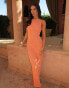 Aria Cove knitted sequin sleeveless maxi beach dress in orange Оранжевый, 38 - фото #5