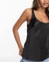 ASOS DESIGN scoop neck cami in satin in Black