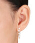 Cultured Freshwater Pearl (4-1/2 - 5mm) & White Topaz (1/2 ct. t.w.) Hoop Earrings in Gold-Tone Plated Sterling Silver