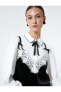 Фото #21 товара Рубашка Koton с винтажным видом, с деталями брошь, воздушными рукавами, текстурированная