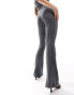 COLLUSION washed rib flare leggings in grey