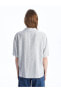 Фото #5 товара Рубашка женская LC WAIKIKI с короткими рукавами из смеси льна с полосками