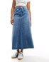 Фото #2 товара Vero Moda a-line denim maxi skirt in medium blue wash