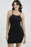Sportswear Essential Ribbed Dar Kesim Siyah Kadın Elbise