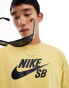 Nike SB centre logo unisex t-shirt in yellow Желтый, XL - Chest 44-48.5 - фото #3