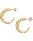 ფოტო #3 პროდუქტის Etched Texture Tapered Small Hoop Earrings in 10k Gold. 3/4"