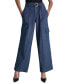 Фото #1 товара Women's High Rise Belted Wide-Leg Cotton Denim Cargo Pants