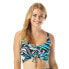 Фото #1 товара Shirred Front Underwire Bikini Top Elevate Bra Bikini Top, Black Swirl, 34C