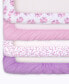 Фото #2 товара Pink Floral and Purple Butterfly Fitted Crib Sheets for Girls, 6-Pack Set, Pink, Purple