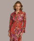 Donna Karan Women's Floral-Print Button-Front Dress Коричневый, 6 - фото #9