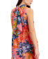 Women's Floral-Print Sleeveless Trapeze Dress
