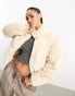 Фото #1 товара Karl Kani retro cropped puffer jacket in beige corduroy