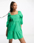 Фото #6 товара JDY puff sleeve mini smock dress in bright green
