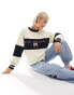 Фото #2 товара Daisy Street panelled stripe LA sweatshirt in stone and navy