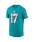 Men's Jaylen Waddle Aqua Miami Dolphins Player Name and Number T-shirt