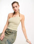 Weekday Ring asymmetric cami vest with ring detail in beige green beige-grün, XL - EU 48-50 - фото #1