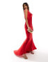 Фото #4 товара Jarlo open back maxi dress with fishtail in red