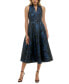 ფოტო #1 პროდუქტის Women's Metallic Floral Jacquard Sleeveless Fit & Flare Dress