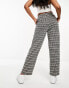 Vila wide leg trouser in neutral check