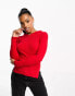 Urban Revivo ribbed hood detail jumper in red