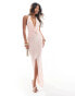 Фото #1 товара ASOS DESIGN twist front deep plunge maxi dress in baby pink