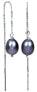 Silver hook earrings with blue pearl metallic JL0207