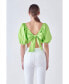 Women's Puff Sleeve Top with Back Bow