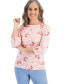 ფოტო #1 პროდუქტის Petite Pottery Floral 3/4-Sleeve Pima Knit Top, Created for Macy's