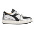 Diadora Mi Basket Low Metallic Dirty Lace Up Mens Black, Silver, White Sneakers