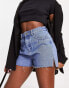 Фото #1 товара Missyempire denim side split shorts in blue