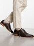 ASOS DESIGN derby lace up shoes in brown leather with natural sole