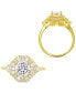 ფოტო #4 პროდუქტის Cubic Zirconia Hexagon Halo Ring in 14k Gold-Plated Sterling Silver