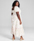 ფოტო #2 პროდუქტის Trendy Plus Size Puff-Sleeve Floral Maxi Dress, Created for Macy's